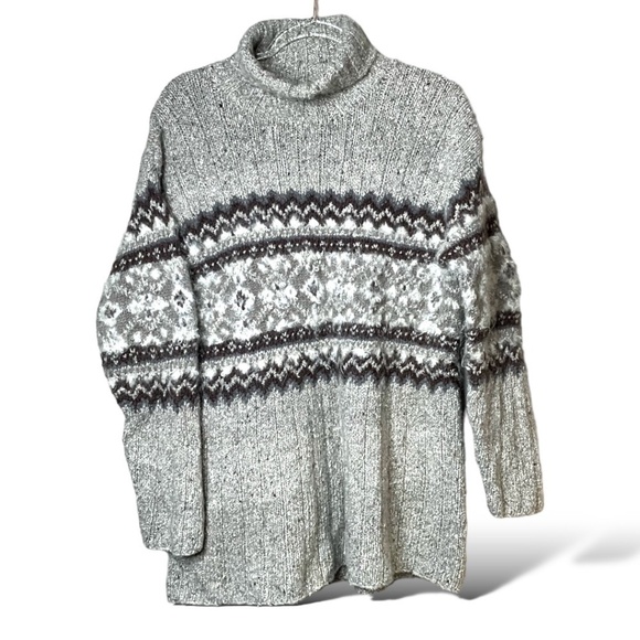 JONES NEW YORK Hand Knit Wool / Silk / Mohair Blend Fair Isle Nordic Sweater S - Picture 1 of 7